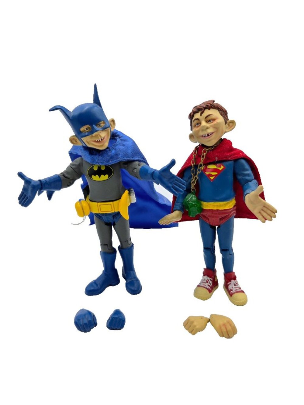 Mad Max DC Direct Just Us League Alfred E Neuman As Batman And Superman Figures